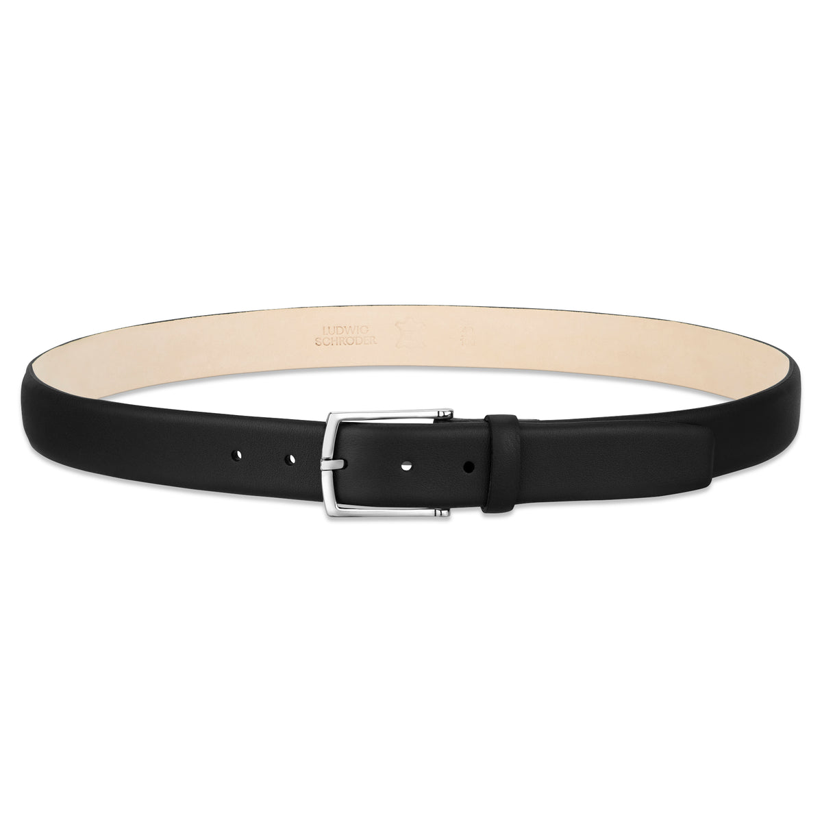 Außergewöhnlich: Herren Ledergürtel „Carlos“ mit 0,4 Mikrometer Palladium Schnalle – Schwarz, 3,5 cm