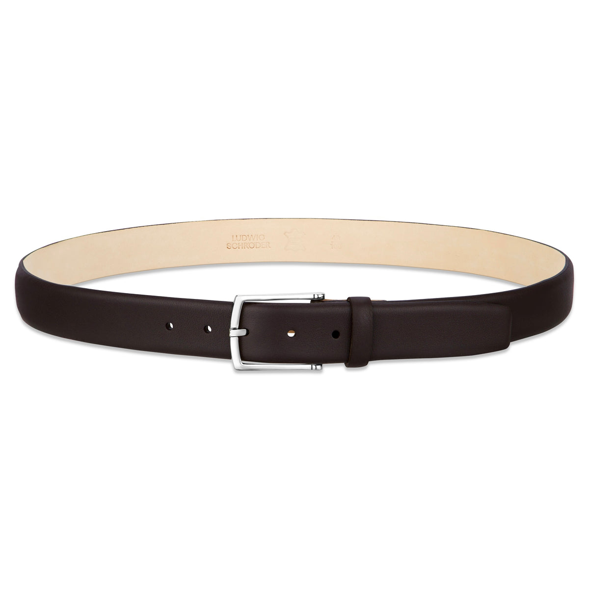 Außergewöhnlich: Herren Ledergürtel „Carlos“ mit 0,4 Mikrometer Palladium Schnalle – Dunkelbraun, 3,5 cm