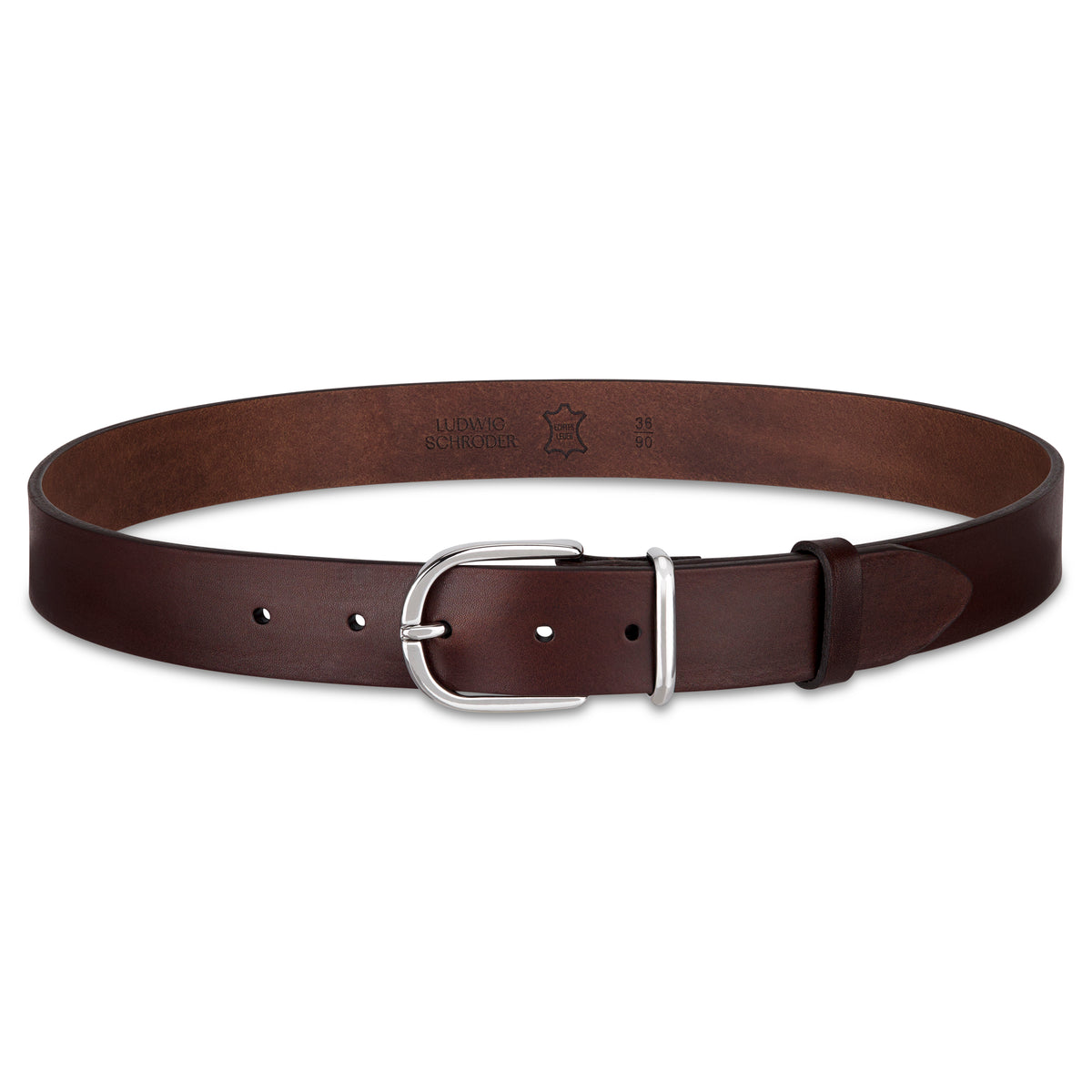 Weicher Jeansgürtel für Damen, Ledergürtel „Antonia" in Braun, 3,5cm breit, Silberschnalle