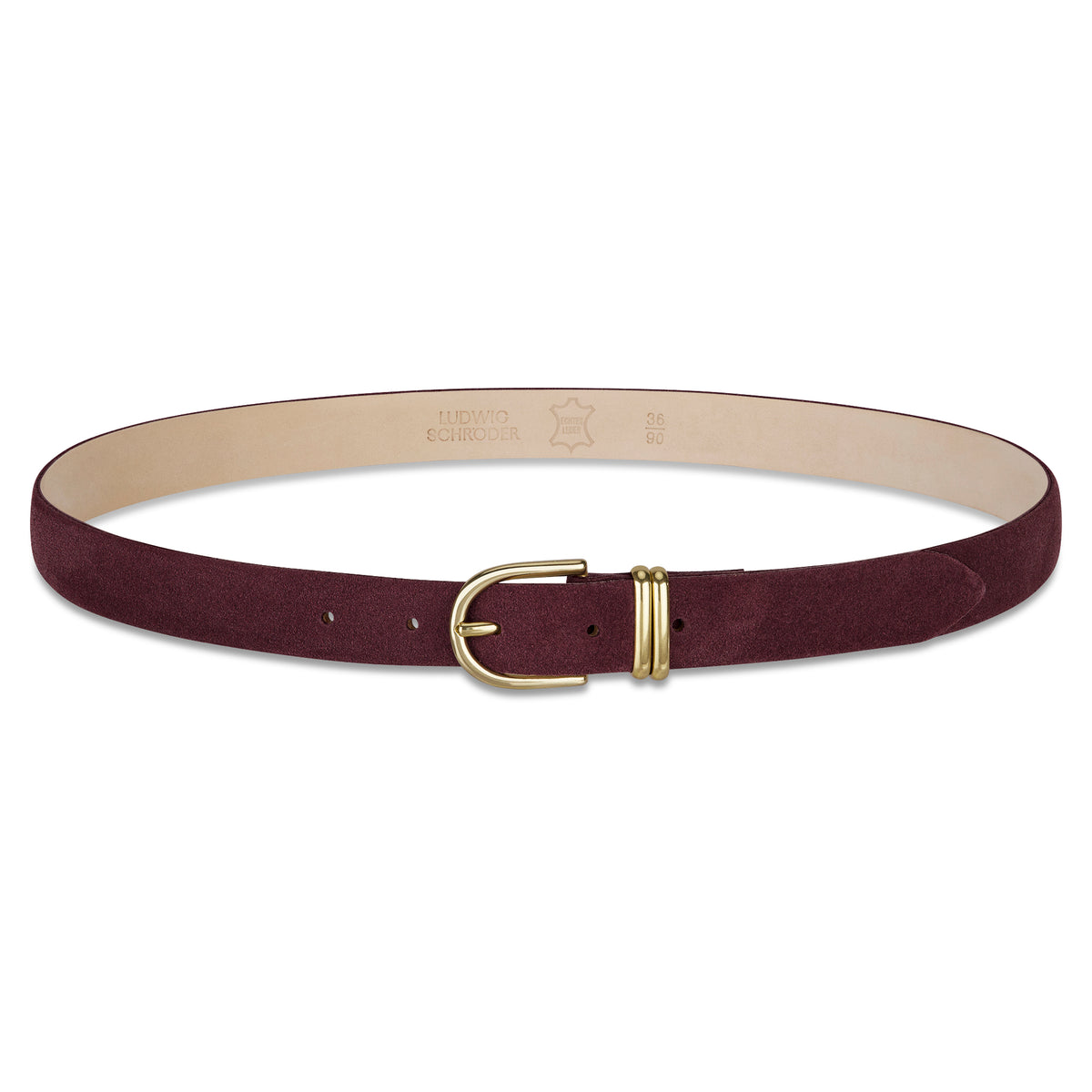 Damen Wildledergürtel „Leni" in Bordeaux – 2,5 cm, hochwertiges Veloursleder
