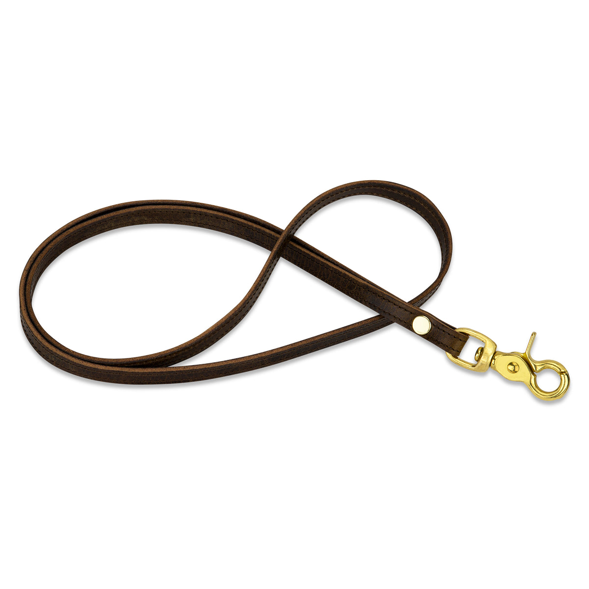 olivfarbenes Lederband / Lanyard aus Leder mit Messing-Karabiner