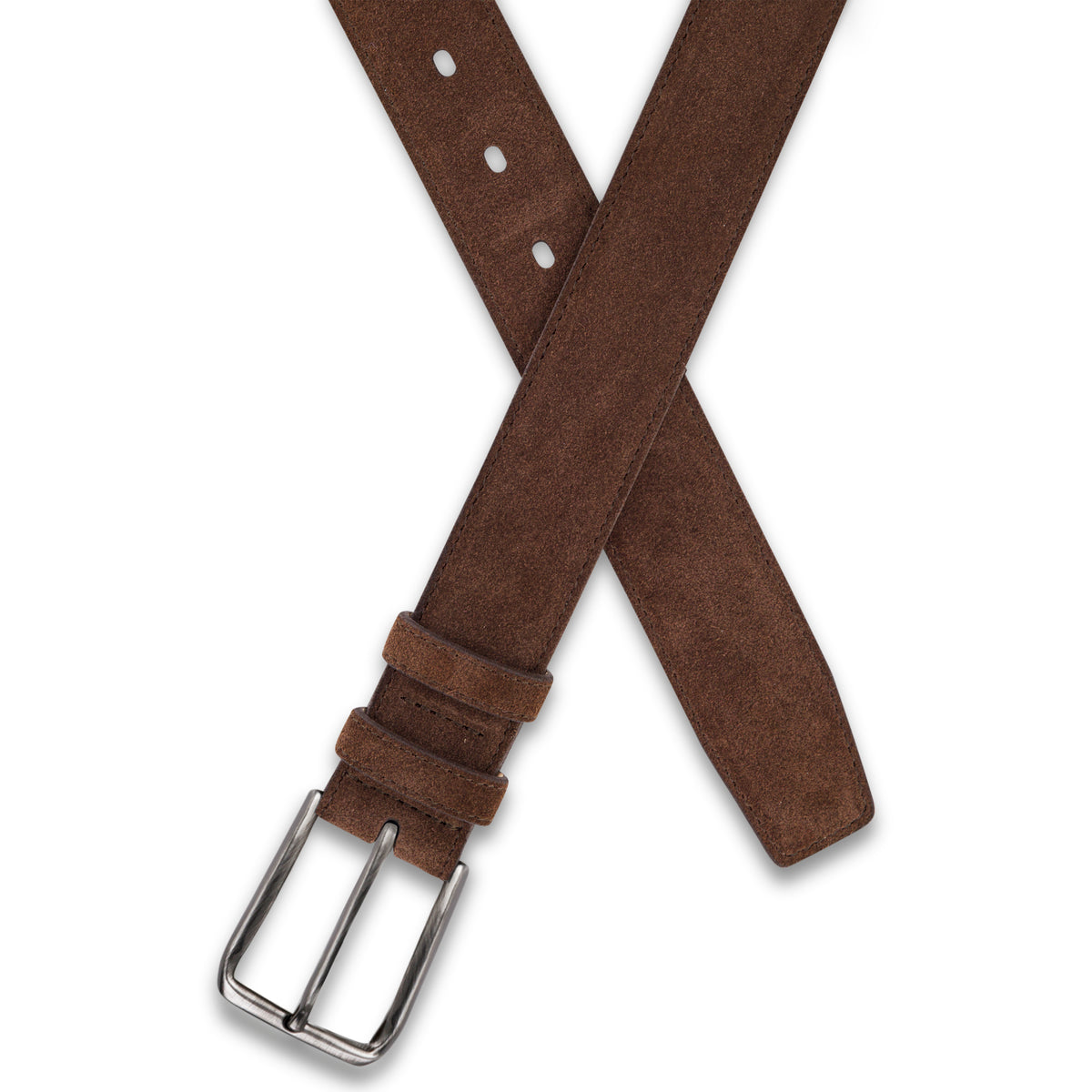 Herren Wildledergürtel „Giovanni“ in Mittelbraun – 3,5 cm, hochwertiges Veloursleder