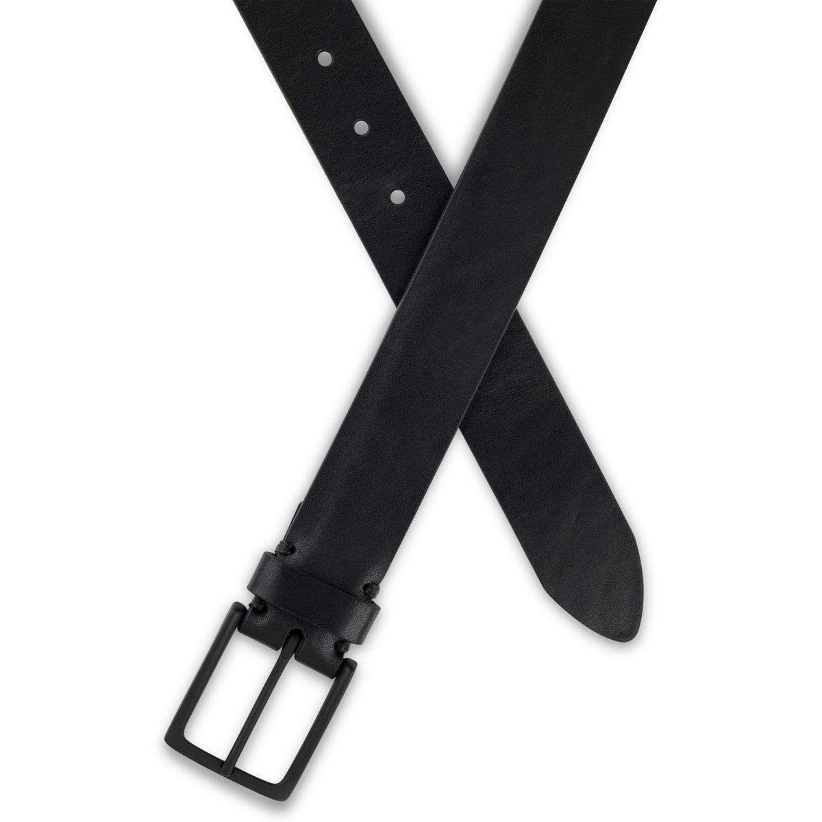 B-Ware: FULL BLACK EDITION - Vielseitiger Herrengürtel „Vincent Jr.“ in Schwarz – 3,5 cm, schwarze Schnalle