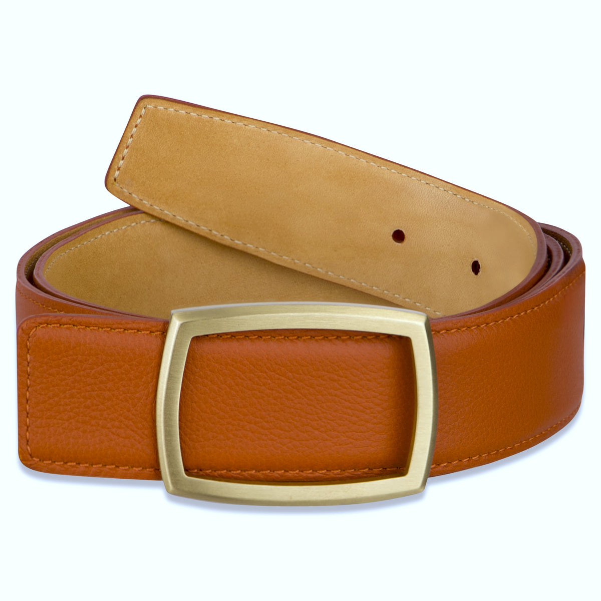 Edler Damen Ledergürtel „Lucia“ in Rost-Orange – 3,5 cm, besonders weiches & anschmiegsames Kalbleder