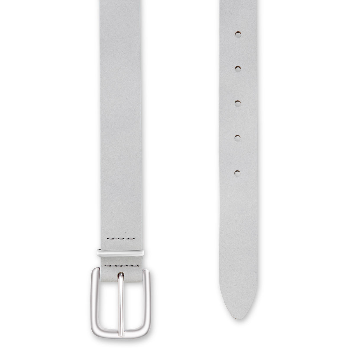 Eleganter 3cm Damengürtel „Alexandra" in Hellgrau – Schmaler Gürtel mit Silberschnalle und Schlaufe