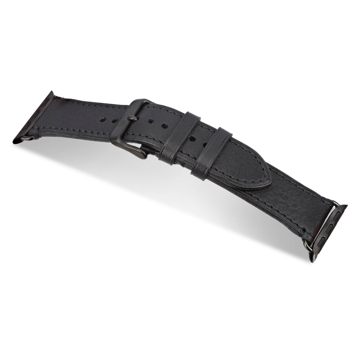 Uhrenarmband „Sigfried" in Schwarz aus Süddeutschem Rindleder: nachhaltig & hautfreundlich - Apple Watch oder Federsteg
