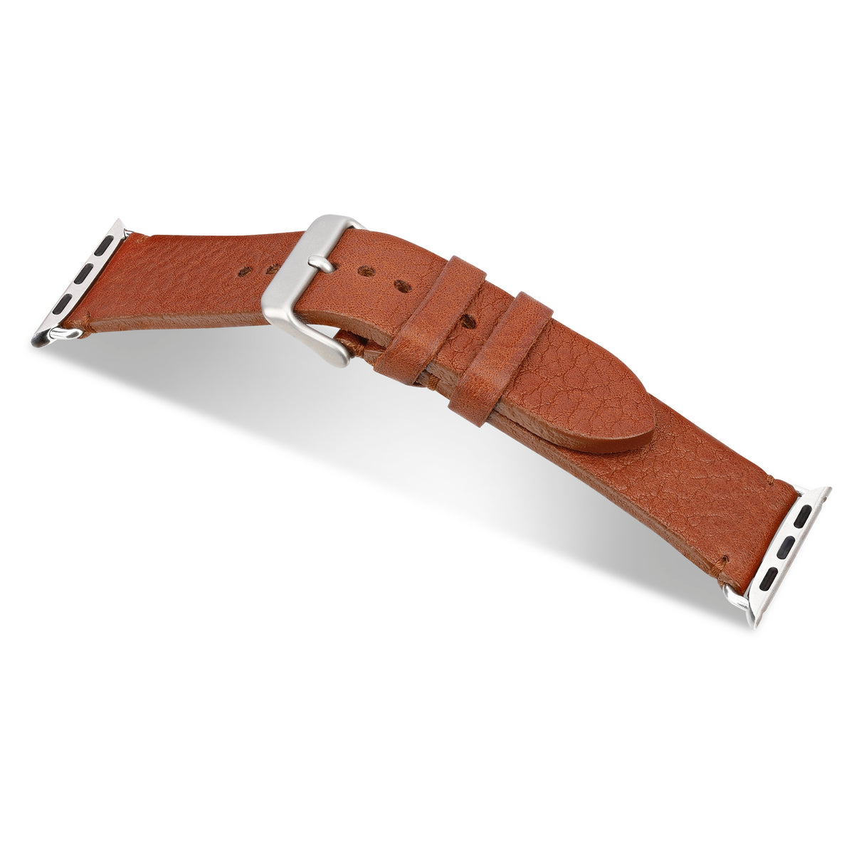 Uhrenarmband „Christian" in Cognac aus kernigem Rindleder: einlagig & robust - Apple Watch oder Federsteg