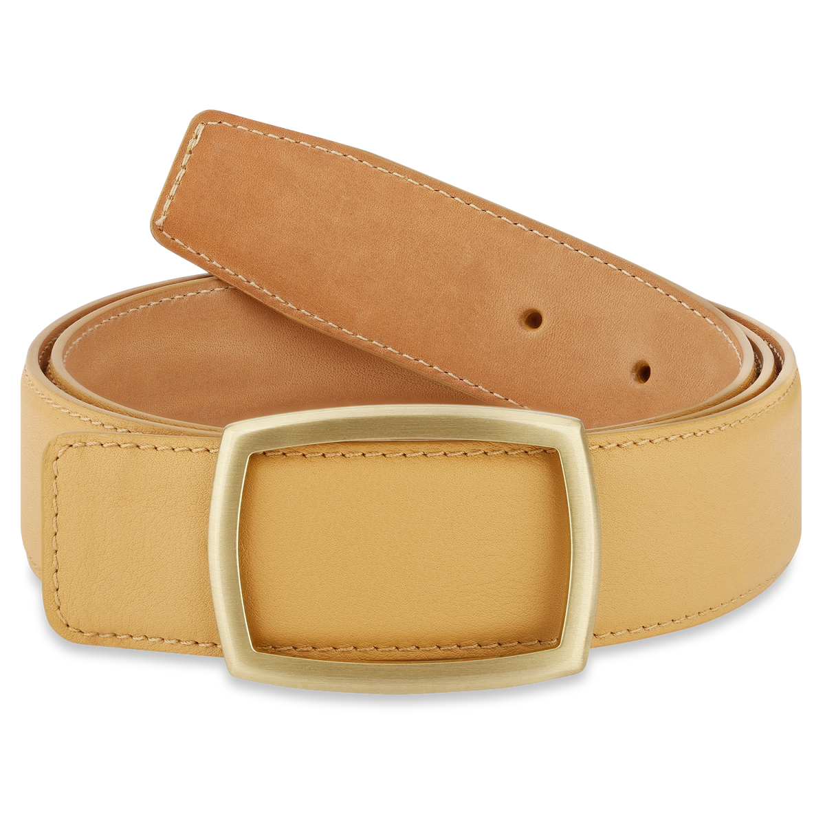 Edler Damen Ledergürtel „Lucia“ in Curry  – 3,5 cm, weiches & anschmiegsames Kalbleder