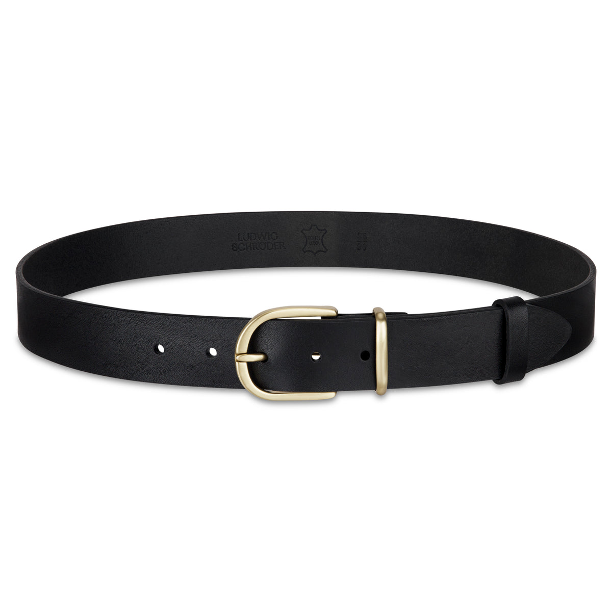 Weicher Jeansgürtel für Damen, Ledergürtel „Antonia" in Schwarz, 3,5cm breit, Gold-Schnalle satiniert