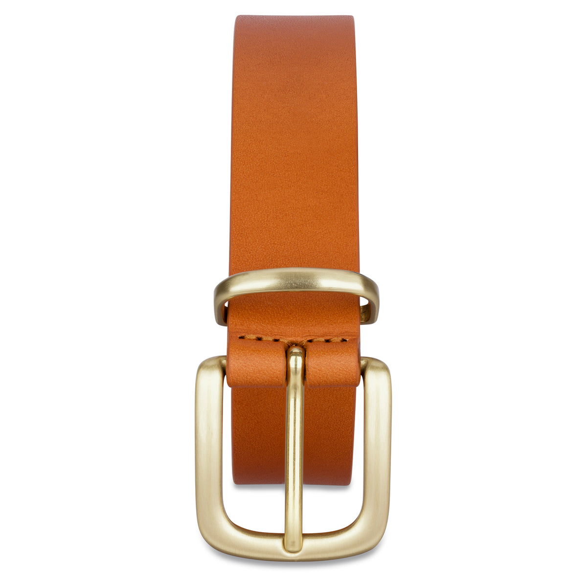 schmaler Damen Ledergürtel in Cognac mit goldener Schnalle