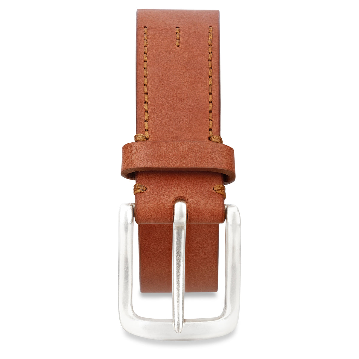 besonders dicker Ochsen Ledergürtel in Cognac zur Jeans in 4cm breite mit großer Schnalle in altsilber
