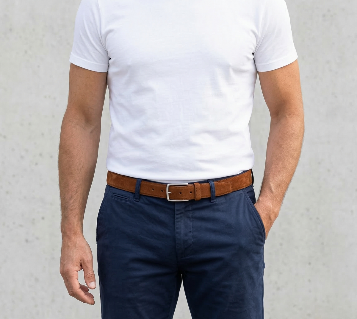 Herren Wildledergürtel „Giovanni“ in Cognac – 3,5 cm, hochwertiges Veloursleder