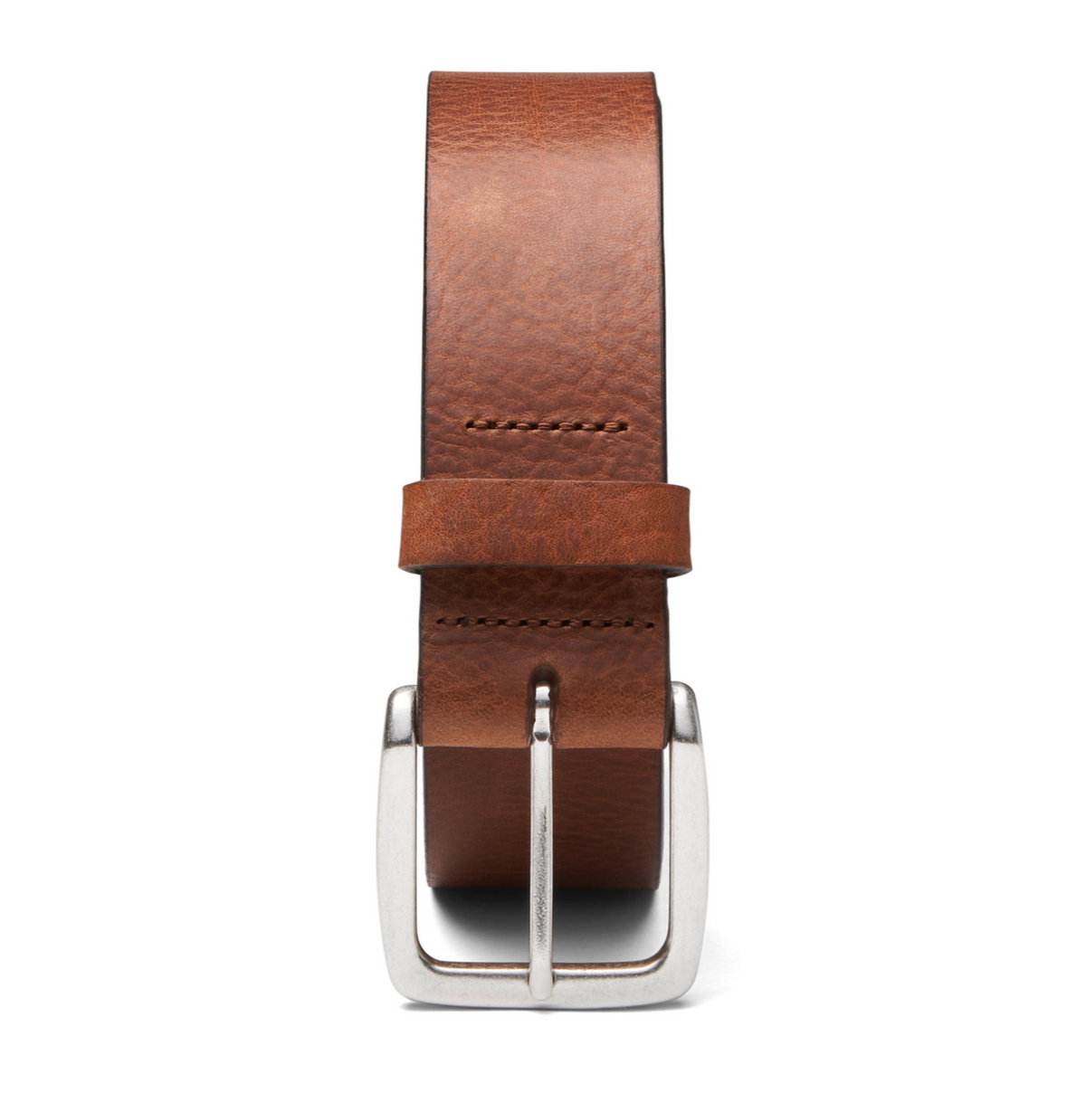 klassischer unisex Jeansgürtel aus cognacfarbenem Rindleder, 4cm breit, weich, mit silberner Schnalle 