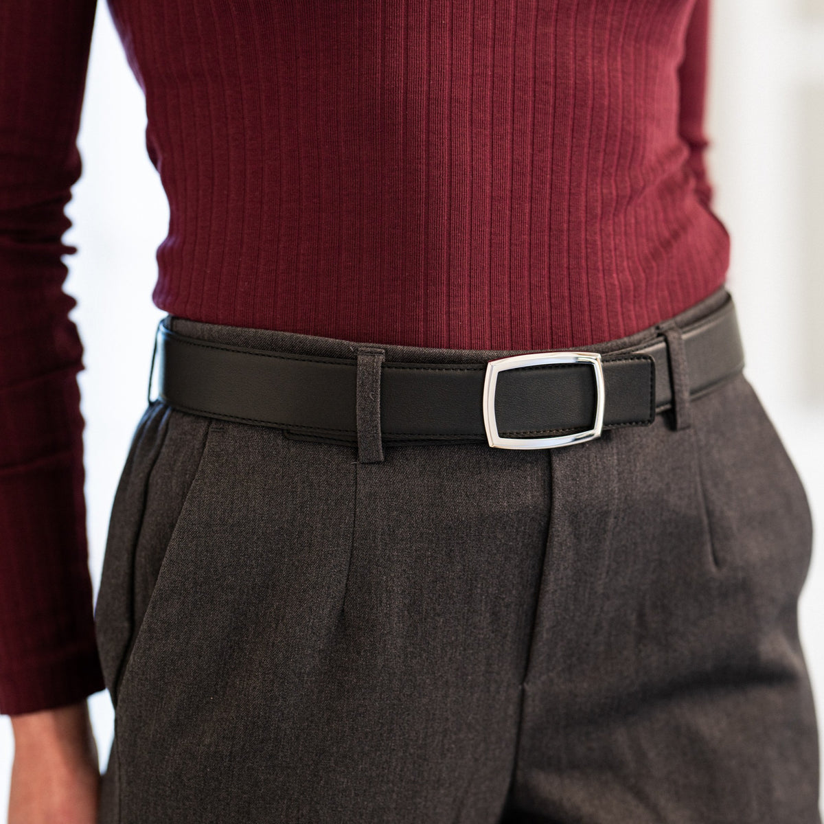 Edler Damen Ledergürtel „Lucia“ in Schwarz – 3,5 cm, besonders weiches & anschmiegsames Kalbleder