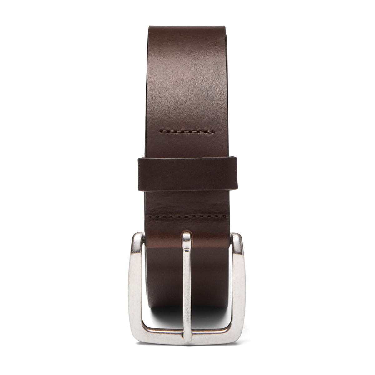 klassischer unisex Jeansgürtel aus braunem Rindleder, 4cm breit, weich, mit silberner Schnalle 